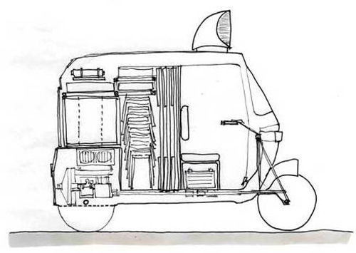 The converted Tuk Tuk mobile classroom